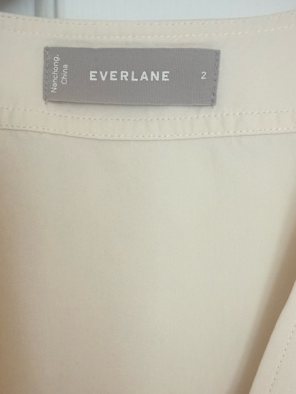 EVERLANE Silk-Blend Cream Wrap Blouse - Women's Top - Picture 8 of 10